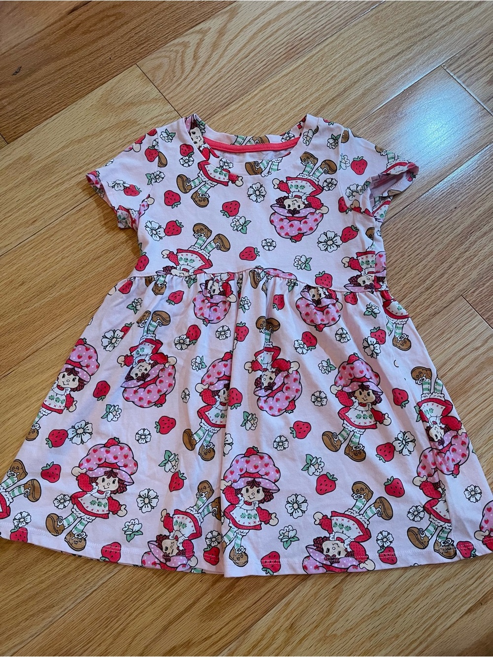 Girls Pink Strawberry Shortcake Cotton Casual Dress